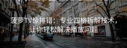 菠萝TV像排错：专业四格拆解技术，让你轻松解决播放问题