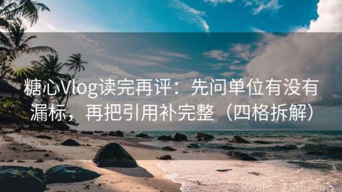 糖心Vlog读完再评：先问单位有没有漏标，再把引用补完整（四格拆解）