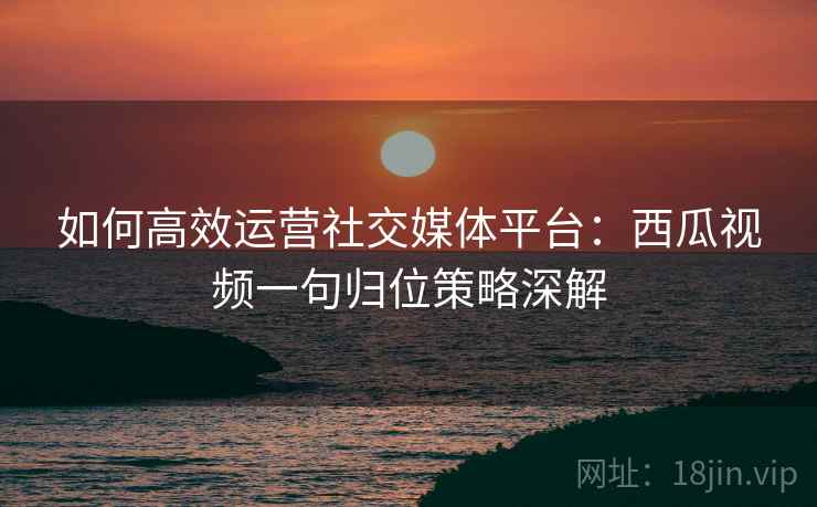 如何高效运营社交媒体平台:西瓜视频一句归位策略深解 如何高效运营社交媒体平台:西瓜视频一句归位策略深解